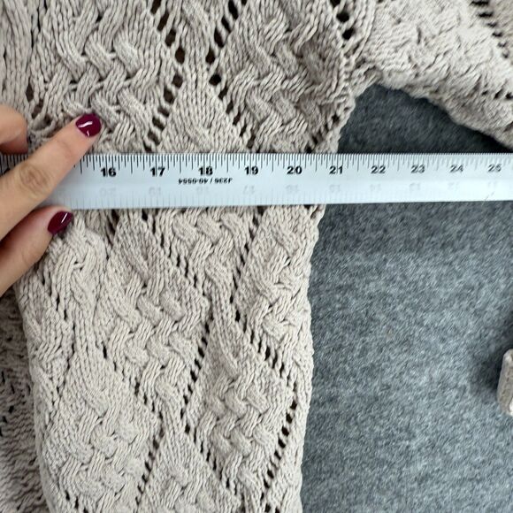 Moon & Madison Cardigan Women S Small Beige Geometric Open Front Long Sleeve - Picture 6 of 8